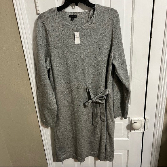 Talbots Tweed Side Tie Sweater Dress Gray Extra Large XL A2 - Picture 2 of 7